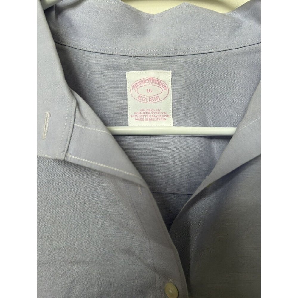 Brooks Brothers 2pc‎ Lot Pink Purple Non Iron Fitted Long Sleeve Shirt Sz 16 - Picture 2 of 7